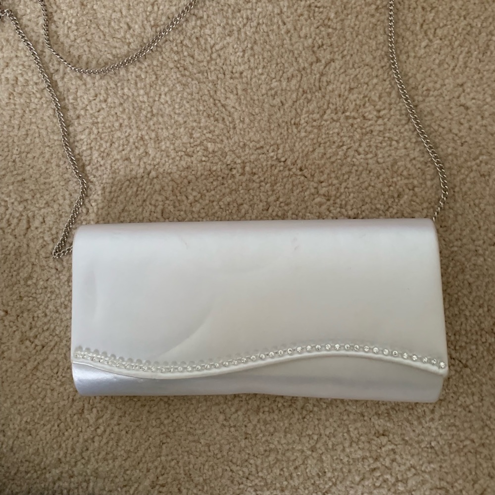 White evening bag.  Perfect for any formal event